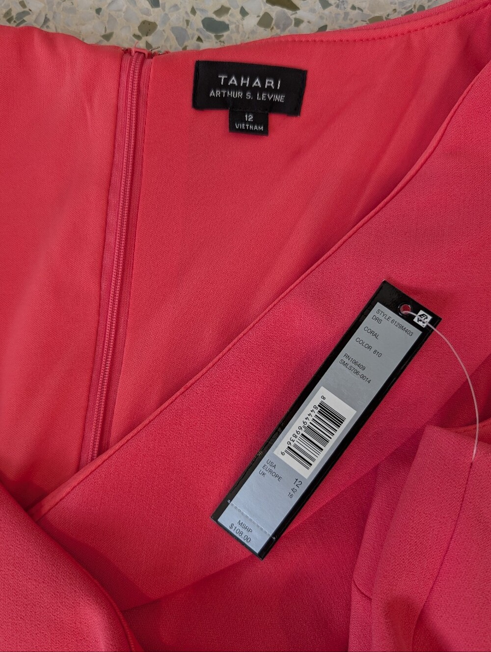 NWT Tahari Coral Pink Sleeveless Ruched V-Neck Midi Dress - Picture 4 of 8